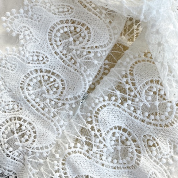 Lucie Lace Embroidered Silky Lantern Sleeve Blouse - Picture 3 of 6